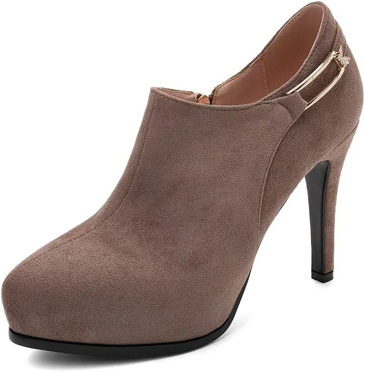 ClassicSter Womens High Heels Pumps Platform Ankle Boots Stiletto Heel Pointed Toe Zip Booties Shoes