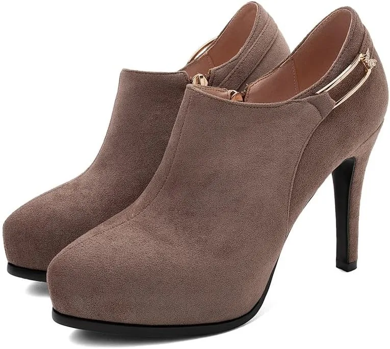 ClassicSter Womens High Heels Pumps Platform Ankle Boots Stiletto Heel Pointed Toe Zip Booties Shoes