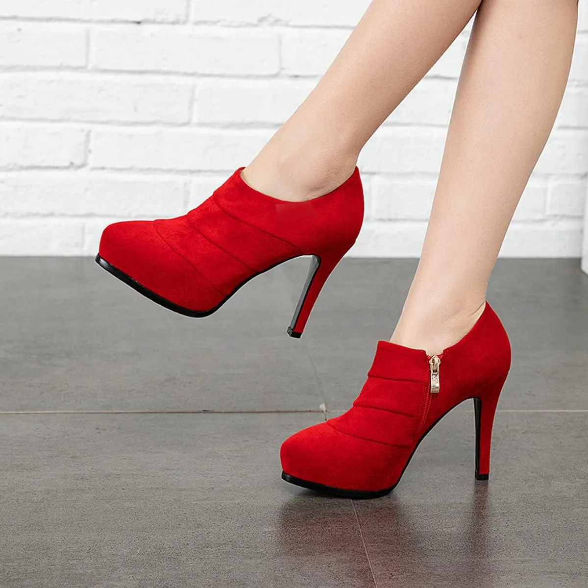 ClassicSter Womens High Heels Pumps Platform Ankle Boots Stiletto Heel Pointed Toe Zip Booties Shoes