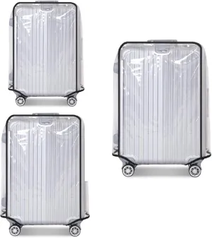 Clear PVC Luggage Cover Protectors - Transparent Waterproof Suitcase Sleeve for 20" 24" 28" Wheeled Suitcases (3PCS)