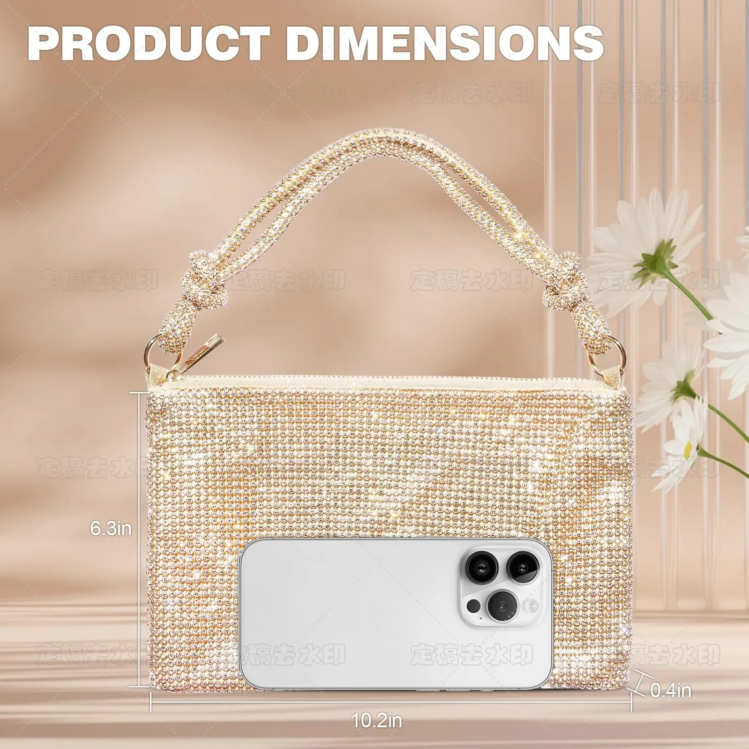 Clutch Purse for Women,Sparkly Rhinestone Evening Bag Wedding & Party Accessories,Handbag Fits Phone,Wallet & Lipstick