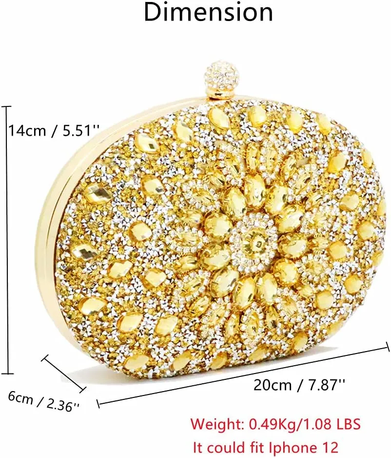 Clutch Purses for Women Evening Bag Nude Purse Luxury Handbag Bride Wallet Glitter Multicolor Rhinestone Bags