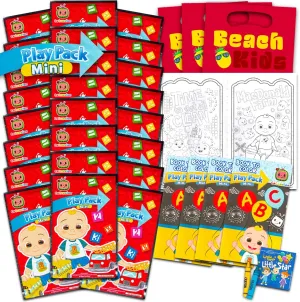 Cocomelon Mini Party Favors Set for Kids - Bundle with 24 Mini Cocomelon Grab n Go Play Packs with Coloring Pages, Stickers and More (Cocomelon Birthday Party Supplies)