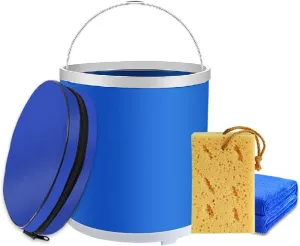 Collapsible Bucket with Handle, Portable Folding Bucke, Collapsible Sink Camping, Pop Up Bucket with Watertight Fabric, with Towel, Sponge, Storage Bag (Size : 13L)