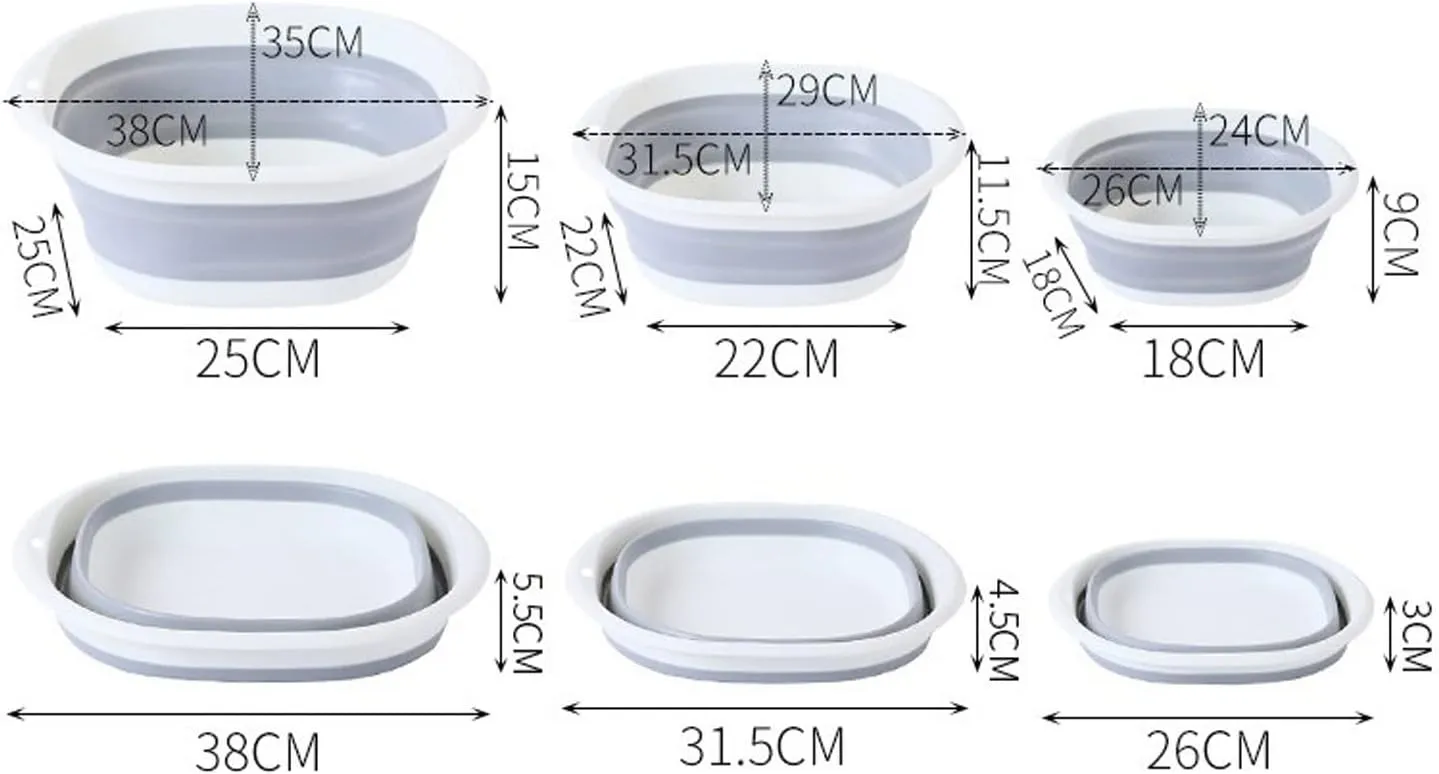 Collapsible wash Basin Plastic Folding Basins Silicon Bucket for Travel Camping Fishingcar wash Bathroom Multifunctional Home Accessories(US-Size S)