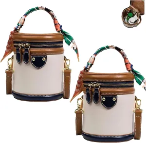 Colorblock Bucket Bag for Women, 2025 New Summer Niche Design Cylinder Bag, Women's Shoulder Bags