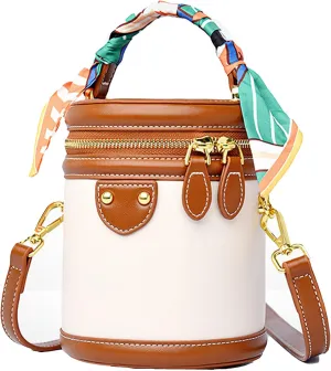 Colorblock Bucket Bag For Women, Summer Design Cylinder Bag, Niche Design Tote, Fashionable Crossbody Bag-white