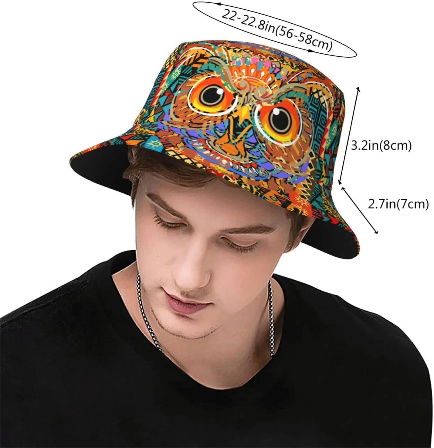 Colorful Owl Head Bucket Hat Fisherman Hat Beach Cap Sun Travel Hat Outdoor Cap for Men Women Adults