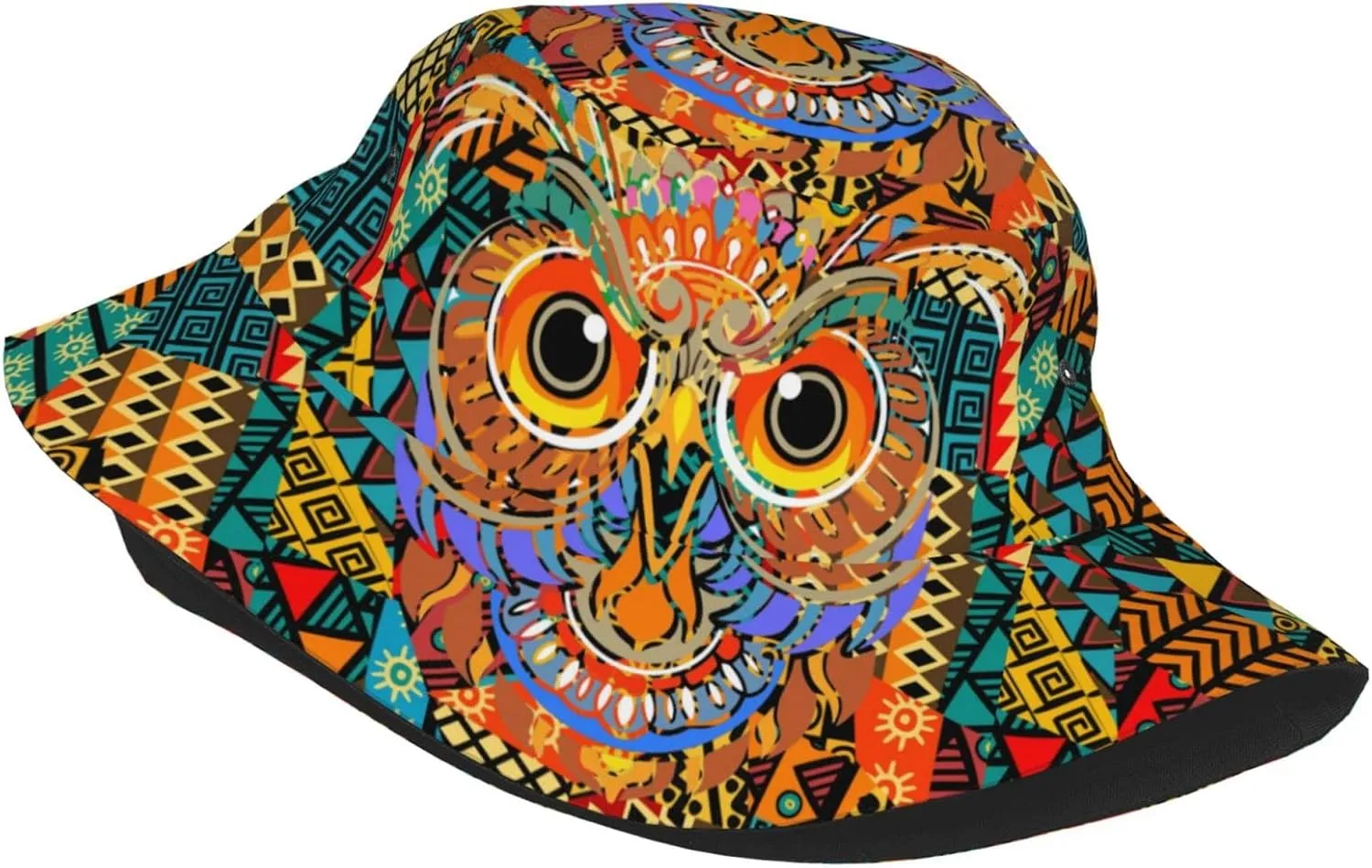 Colorful Owl Head Bucket Hat Fisherman Hat Beach Cap Sun Travel Hat Outdoor Cap for Men Women Adults