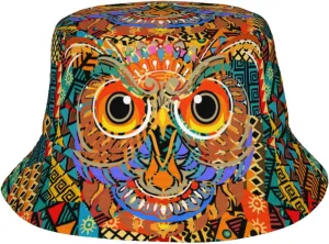 Colorful Owl Head Bucket Hat Fisherman Hat Beach Cap Sun Travel Hat Outdoor Cap for Men Women Adults