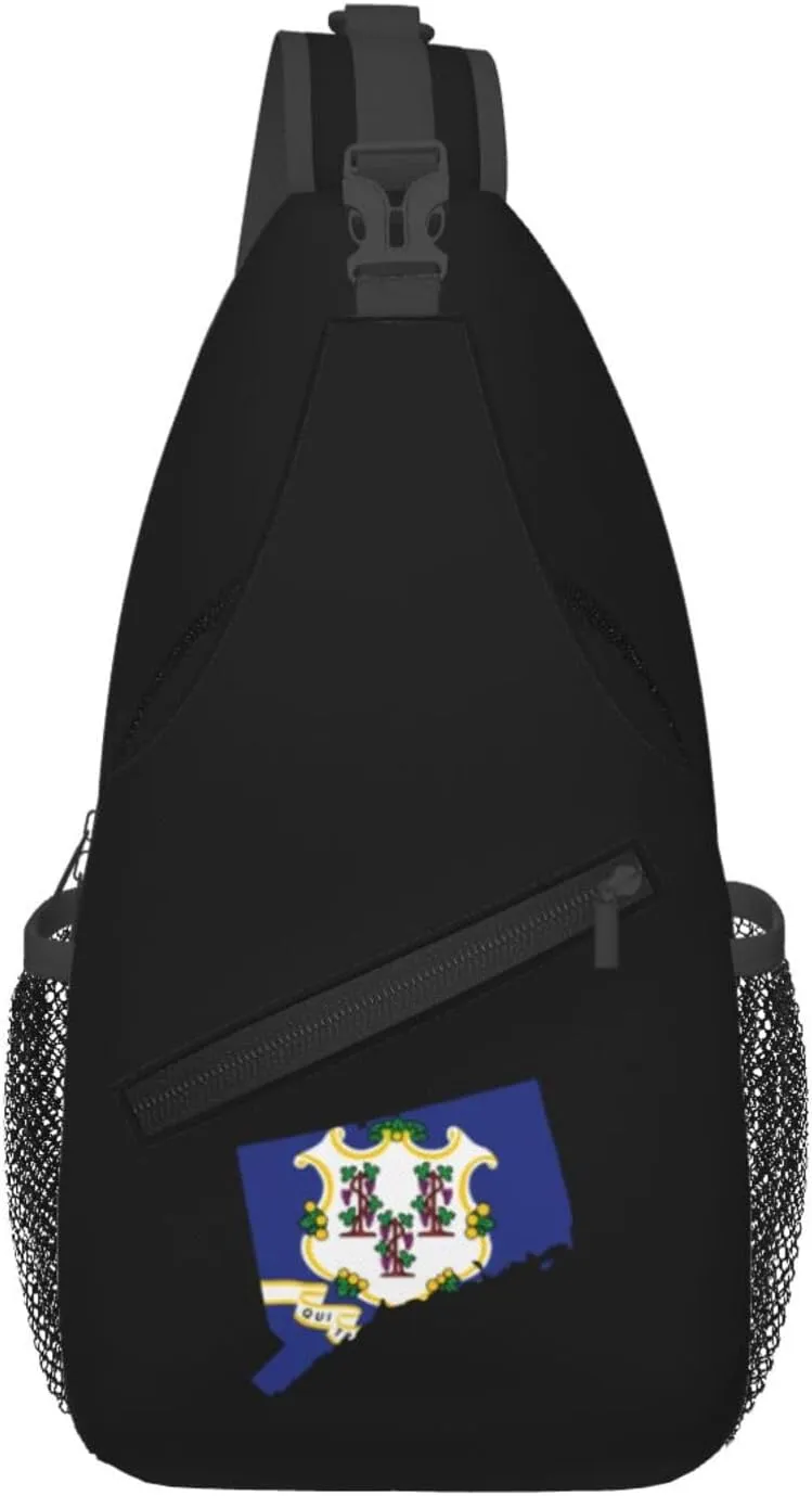 Connecticut Terrain Map Crossbody Bags For Women Men Chest Backpack Gym Shoulder Bag Travel Outdoor Sports Casual Crossbody Bags