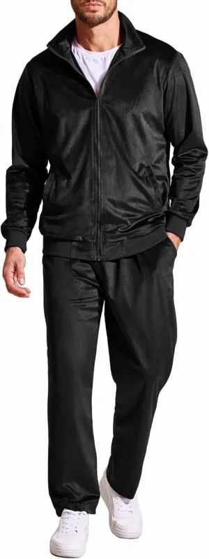 COOFANDY Mens 2 Piece Velour Tracksuit Full Zip Jackets Pants Velvet Jogging Suits Sweatsuit Set