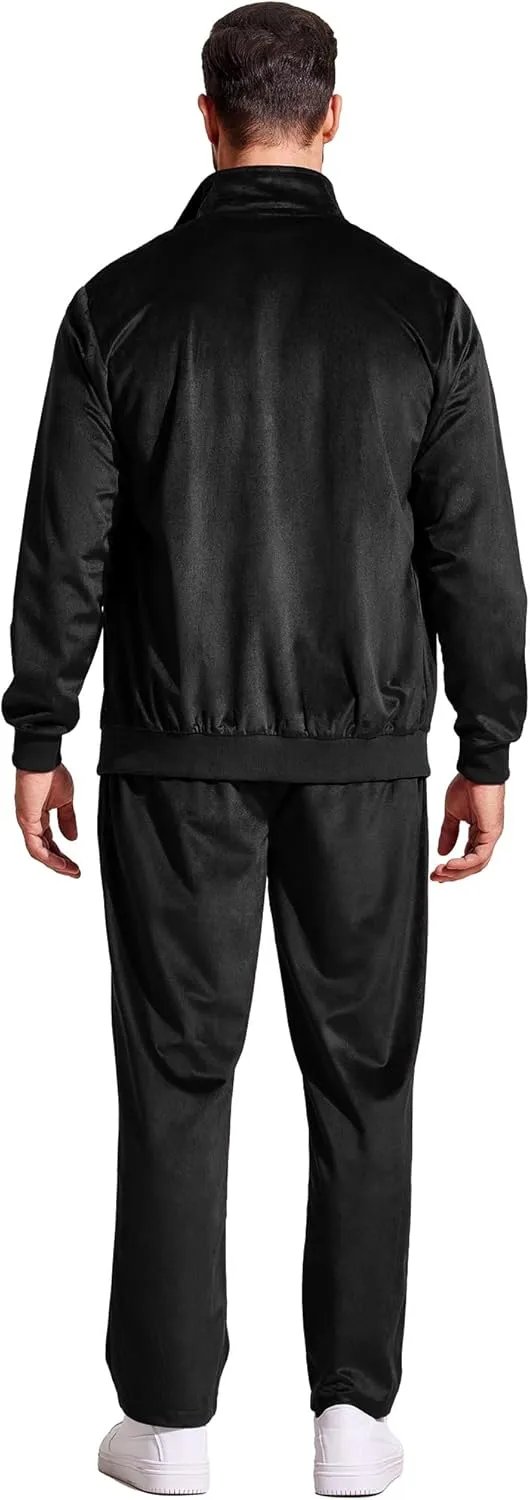 COOFANDY Mens 2 Piece Velour Tracksuit Full Zip Jackets Pants Velvet Jogging Suits Sweatsuit Set