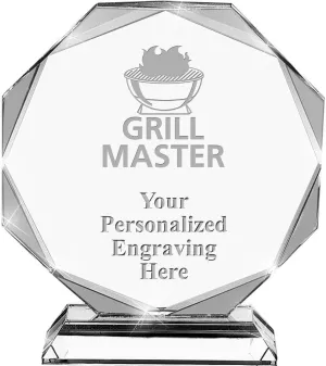 Cooking Crystal Awards, 6.75" Custom Grill Master Award with Engraving Included Prime