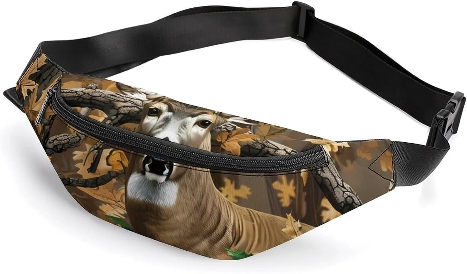 Cool Deer Camouflage Hunting Cute Fanny Pack Crossbody Lightweight Waist Bag for Men Women Outdoors Sports Hiking
