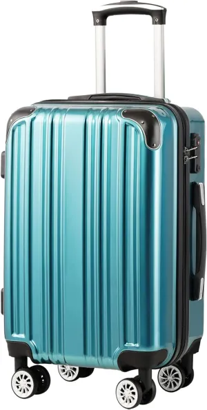 Coolife Luggage Expandable(only 28") Suitcase PC ABS Spinner 20in 24in 28in Carry on (green new, L(28in))