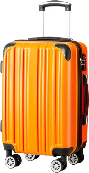 Coolife Luggage Expandable(only 28") Suitcase PC ABS Spinner 20in 24in 28in Carry on (orange new, L(28in))