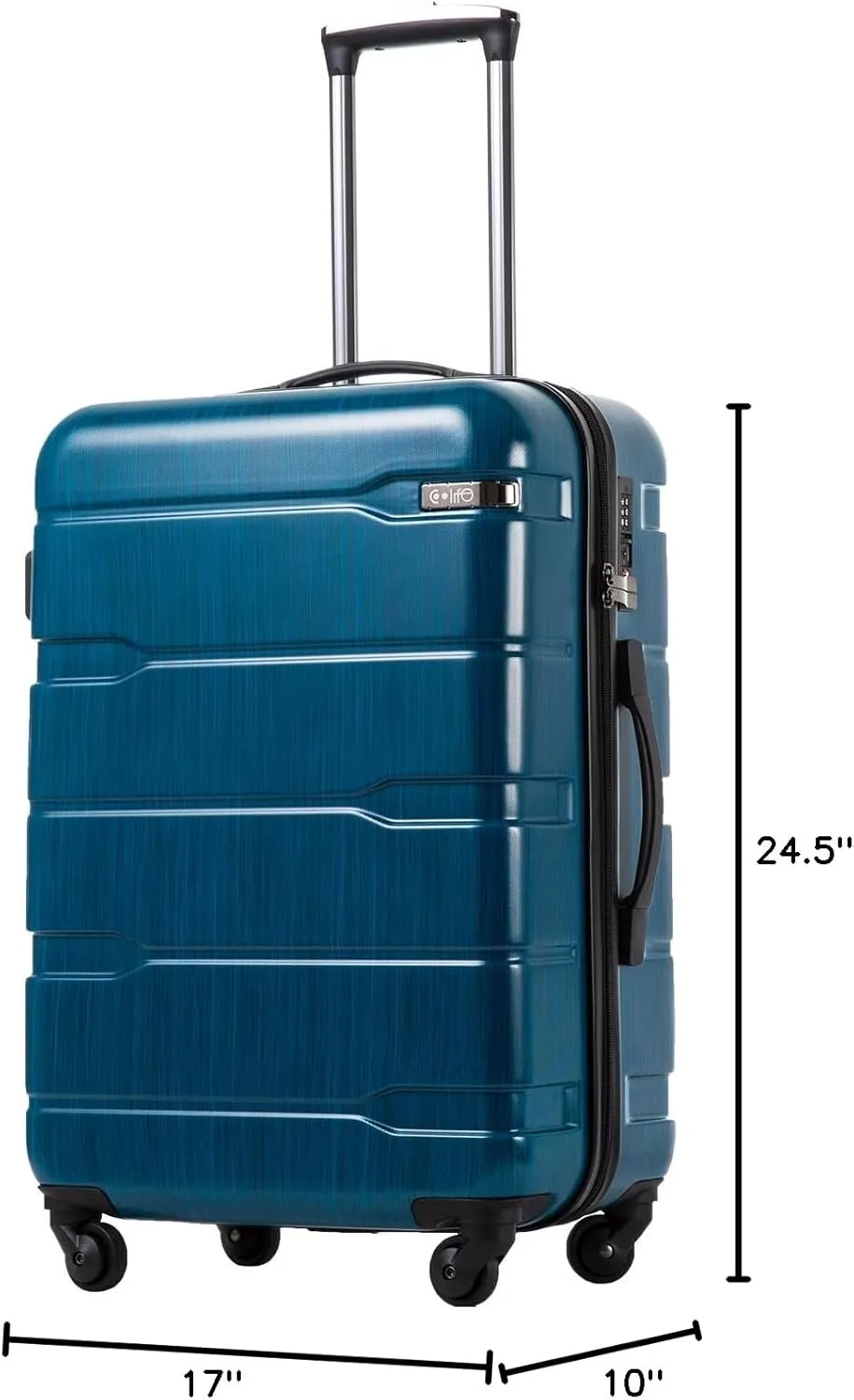 Coolife Luggage Expandable(only 28") Suitcase PC ABS Spinner Built-In TSA lock 20in 24in 28in Carry on (Caribbean Blue., M(24in).)