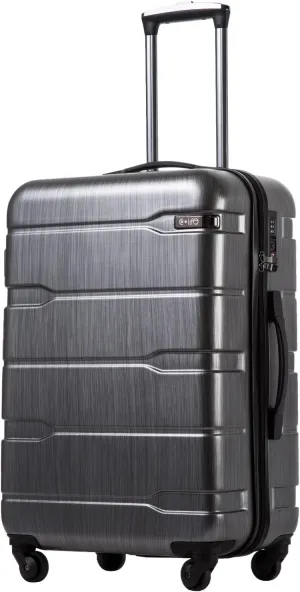 Coolife Luggage Expandable(only 28") Suitcase PC ABS Spinner Built-In TSA lock 20in 24in 28in Carry on (Charcoal., L(28in).)