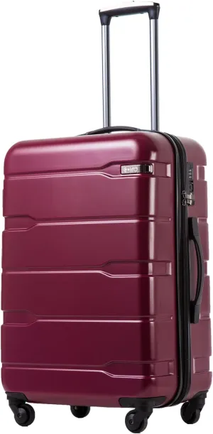 Coolife Luggage Expandable(only 28") Suitcase PC ABS Spinner Built-In TSA lock 20in 24in 28in Carry on (Radiant Pink., L(28in).)