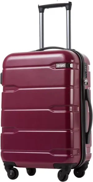 Coolife Luggage Expandable(only 28") Suitcase PC ABS Spinner Built-In TSA lock 20in 24in 28in Carry on (Radiant Pink., S(20in_carry on))
