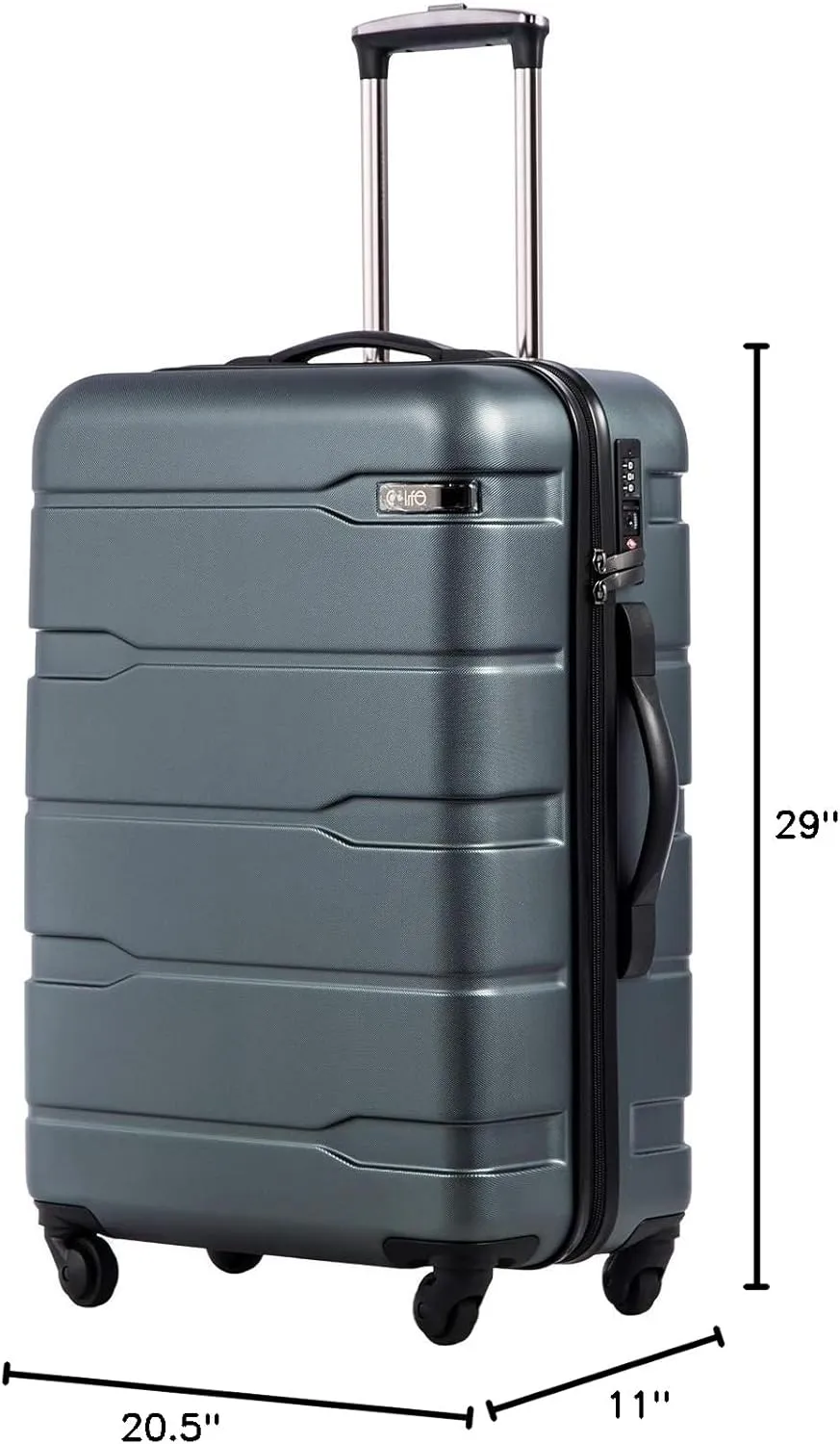 Coolife Luggage Expandable(only 28") Suitcase PC ABS Spinner Built-In TSA lock 20in 24in 28in Carry on (Teal., L(28in).)