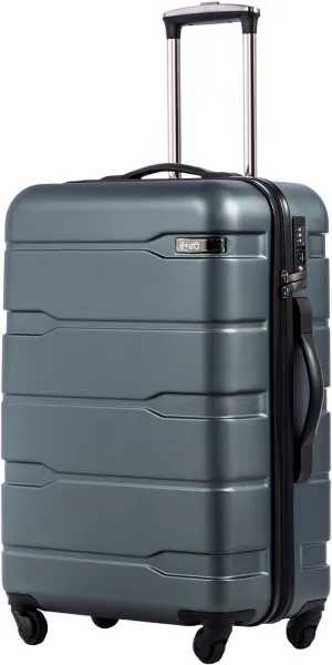 Coolife Luggage Expandable(only 28") Suitcase PC ABS Spinner Built-In TSA lock 20in 24in 28in Carry on (Teal., S(20in_carry on))