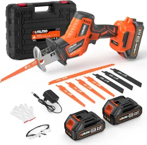 Cordless Reciprocating Saw With 8 Blades Kit – Brushless, Variable Speed 0‑3500 SPM, 2×2000mAh Batteries, Tool‑Free Blade Change, Power Reciprocating Saw for Wood, Metal, PVC Cutting DIY