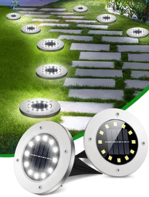 Coroor Solar Ground Lights, 12 LED Waterproof Garden Disk Lights for Outdoor Pathway, Yard, Lawn, Patio, Walkway, Pool (12 Packs White)