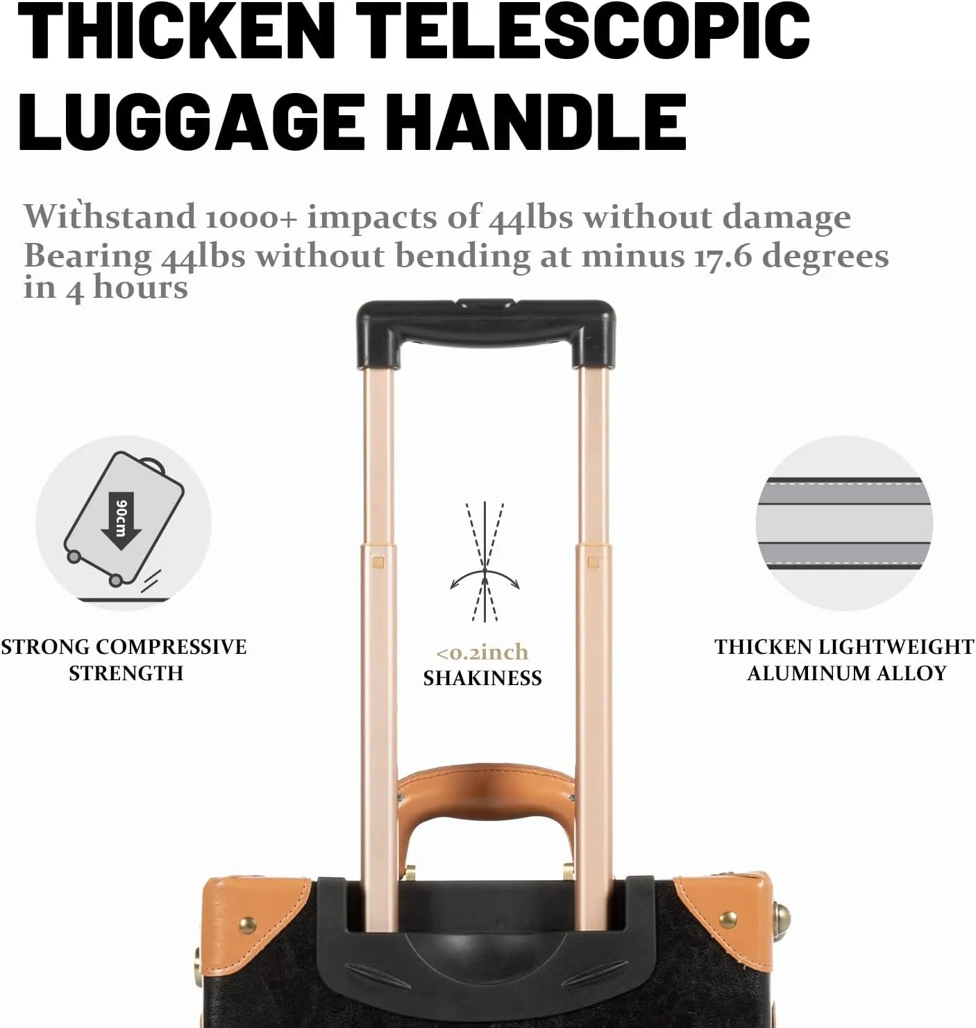 COTRUNKAGE 2 Piece Vintage Luggage Check-in Suitcase Sets for Travel with Spinner Wheels, Black
