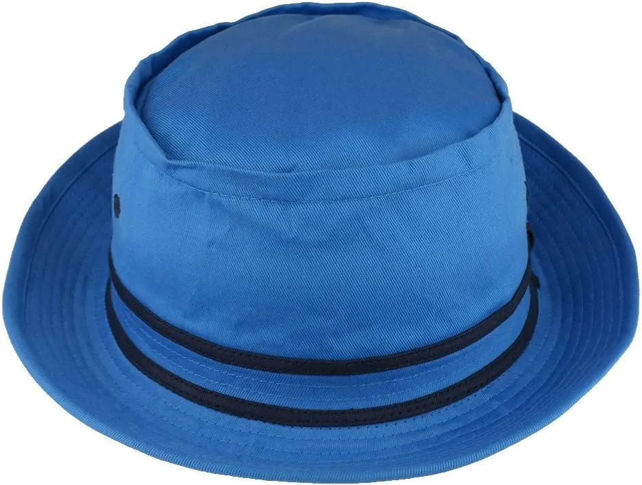 Cotton Twill Fisherman Roll Up Bucket Hat with Stripe Band