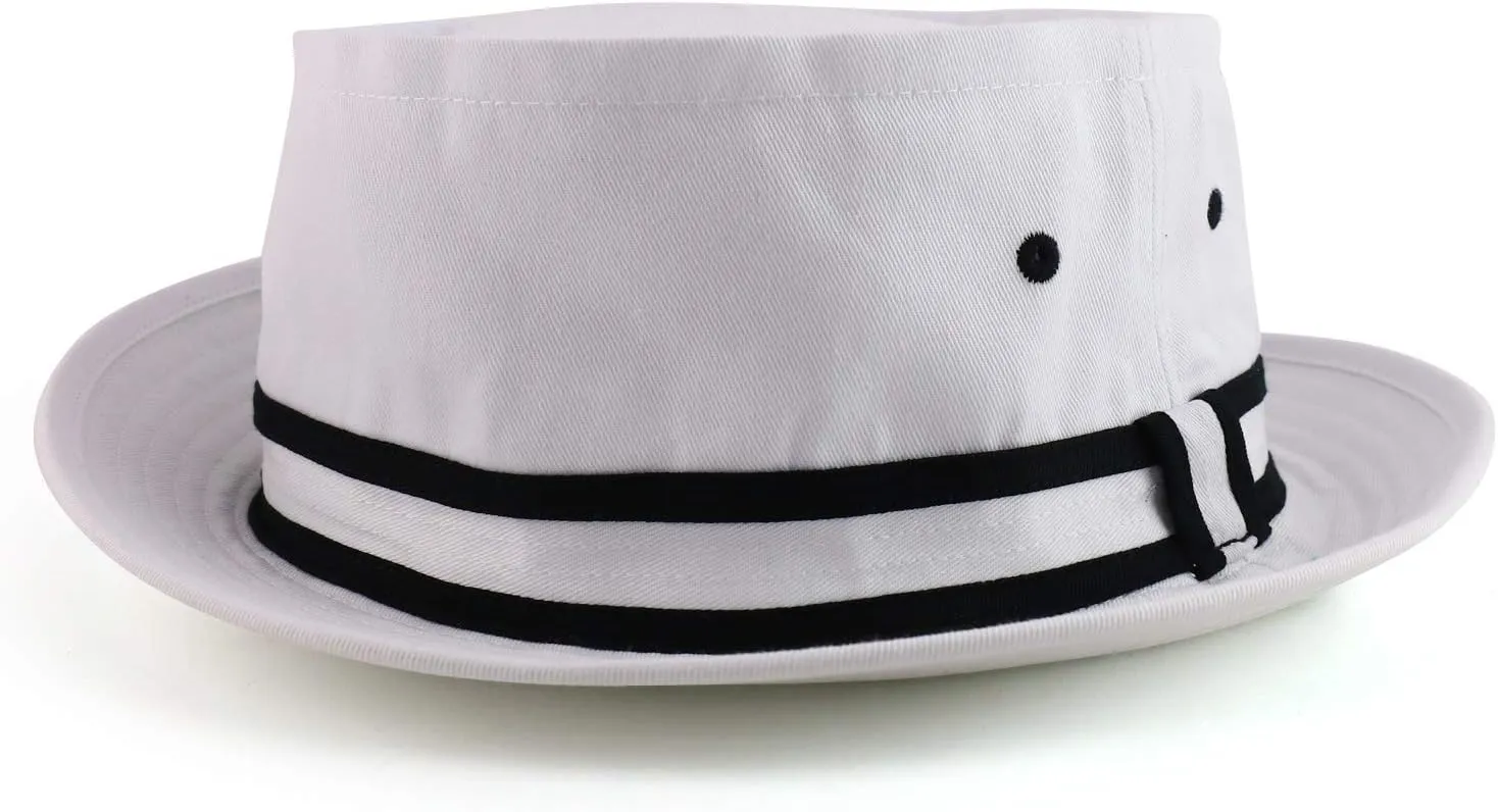 Cotton Twill Fisherman Roll Up Bucket Hat with Stripe Band