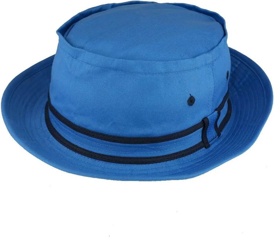 Cotton Twill Fisherman Roll Up Bucket Hat with Stripe Band