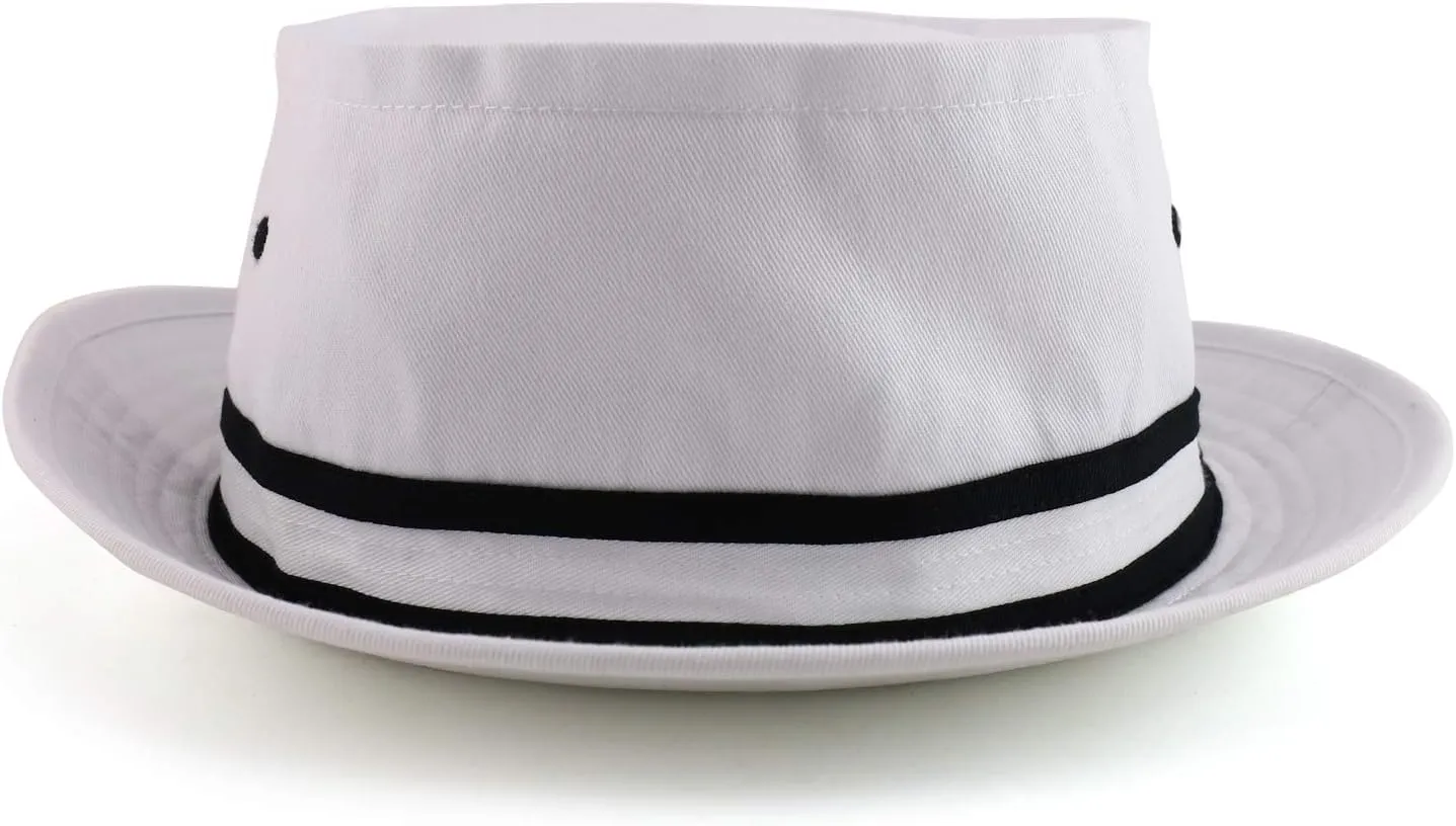 Cotton Twill Fisherman Roll Up Bucket Hat with Stripe Band