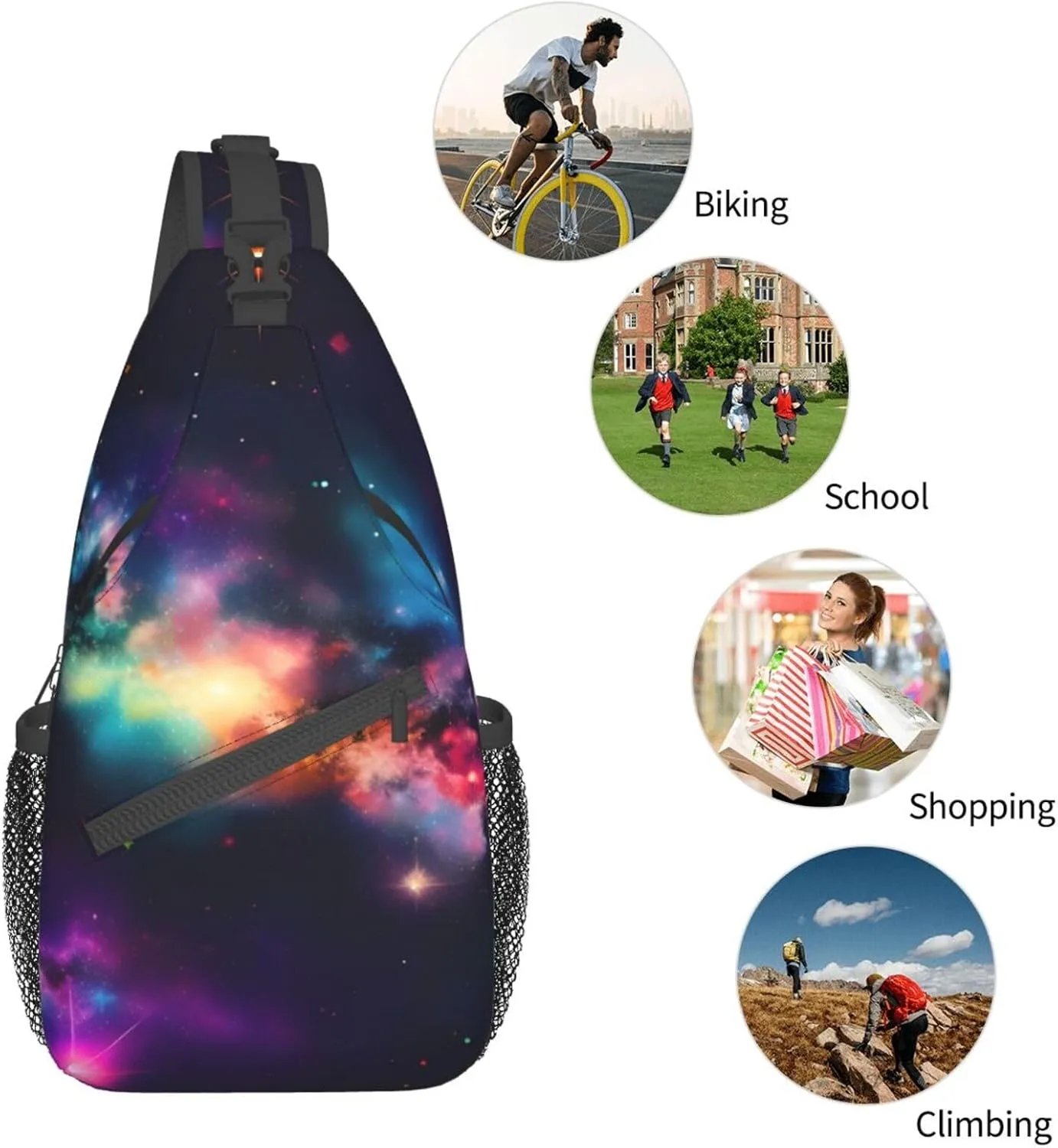 Cow Black Spot Unisex Crossbody Backpack Travel Hiking Casual Chest Bags Lightweight Fashion