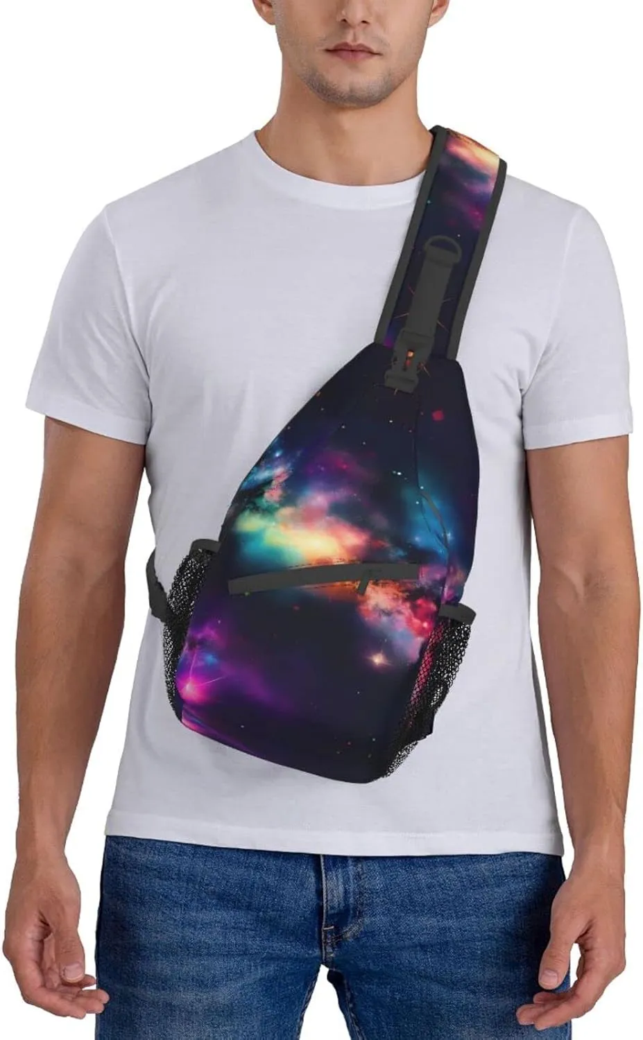 Cow Black Spot Unisex Crossbody Backpack Travel Hiking Casual Chest Bags Lightweight Fashion