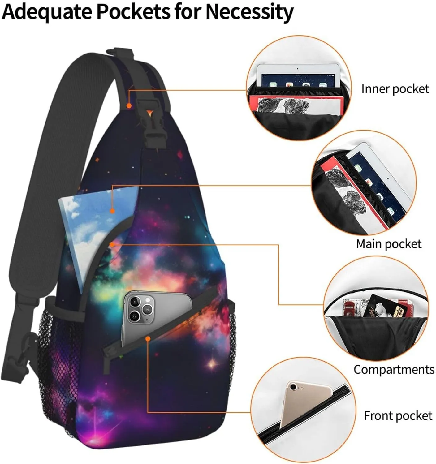 Cow Black Spot Unisex Crossbody Backpack Travel Hiking Casual Chest Bags Lightweight Fashion