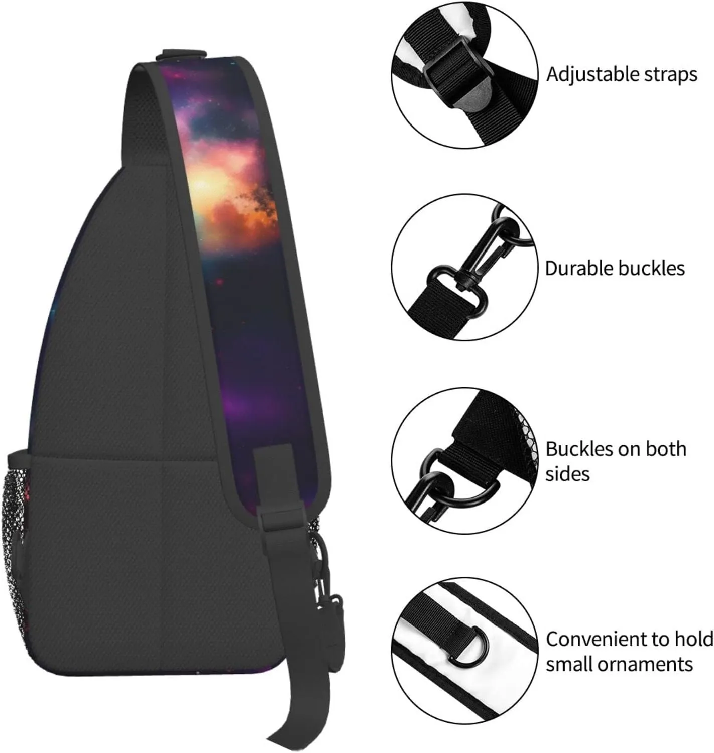 Cow Black Spot Unisex Crossbody Backpack Travel Hiking Casual Chest Bags Lightweight Fashion