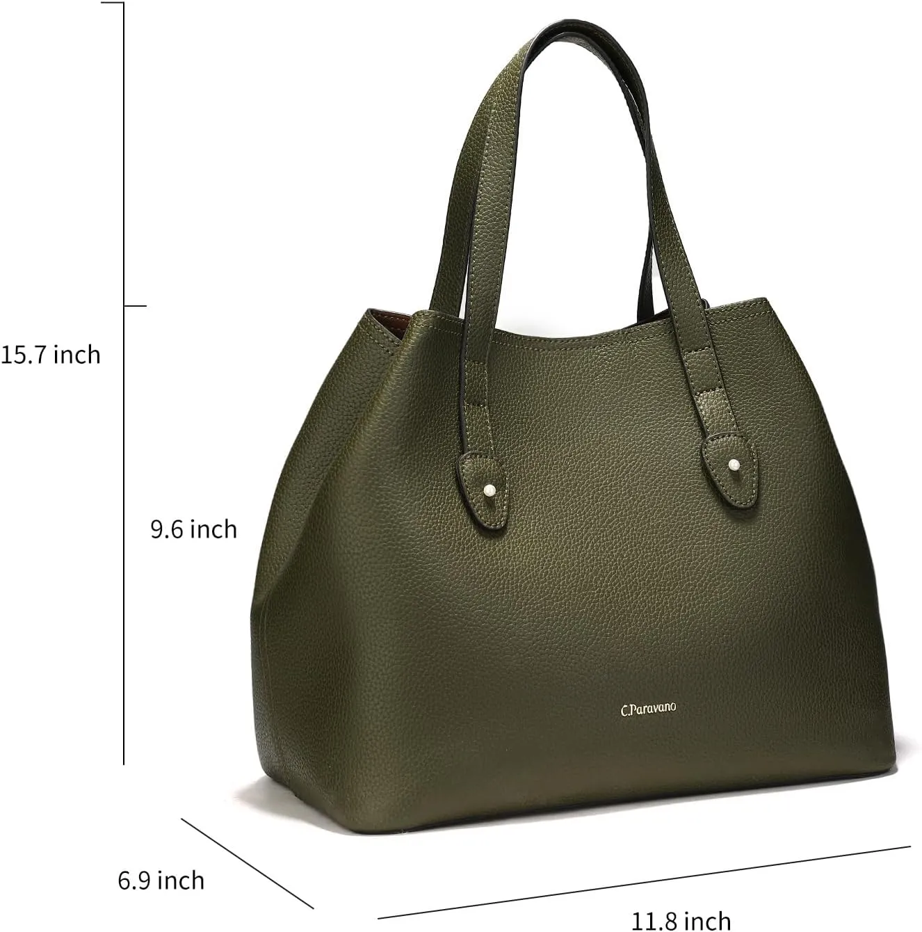C.Paravano Large Capacity Tote Handbag | Full Grain Leather Tote Bag | Hobo Bag | Women's Top Handle Tote | Travel Work Tote