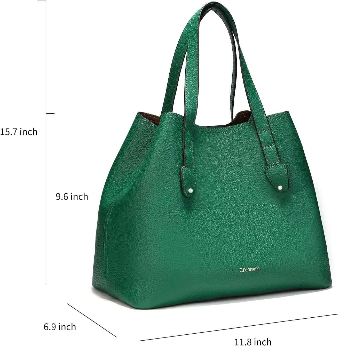 C.Paravano Large Capacity Tote Handbag | Full Grain Leather Tote Bag | Hobo Bag | Women's Top Handle Tote | Travel Work Tote