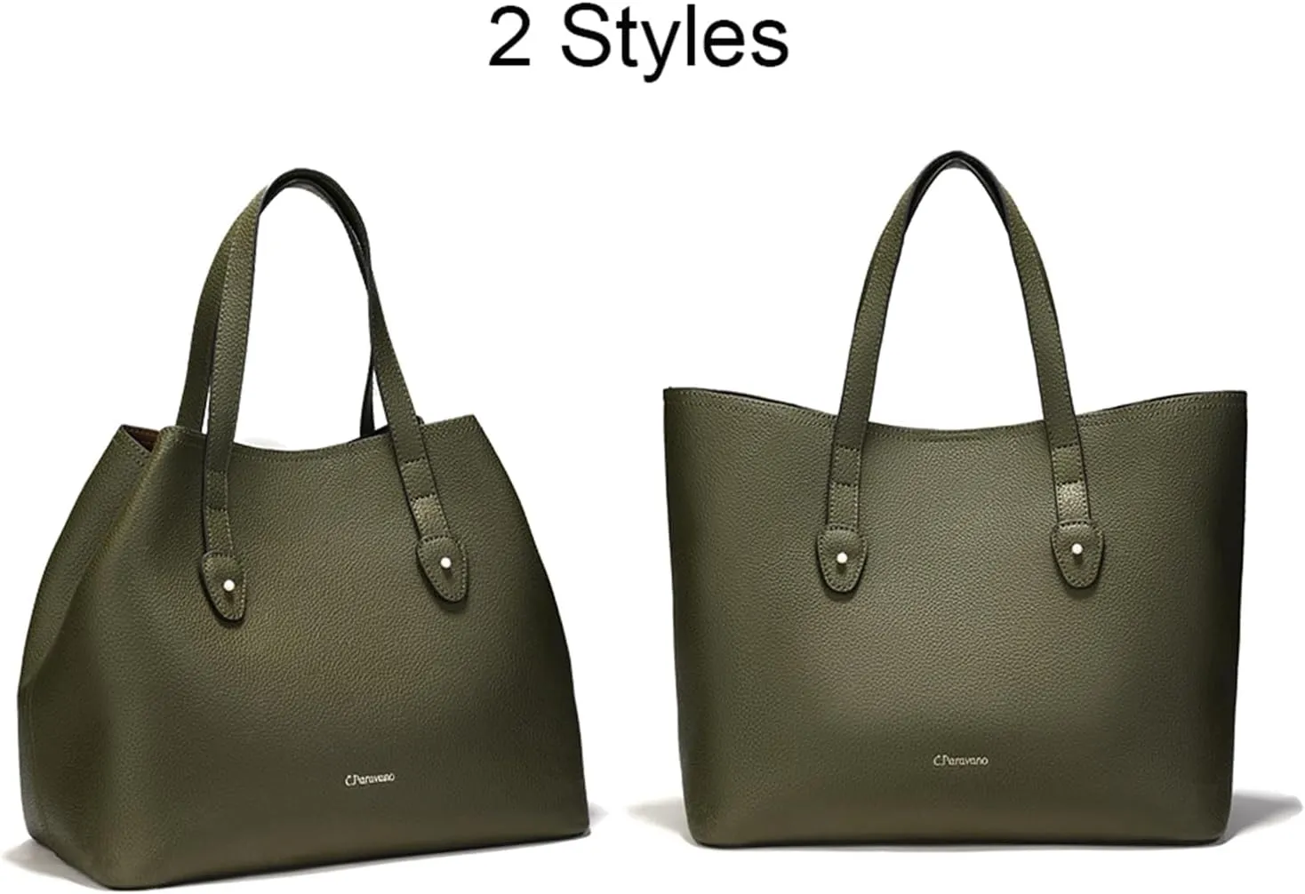 C.Paravano Large Capacity Tote Handbag | Full Grain Leather Tote Bag | Hobo Bag | Women's Top Handle Tote | Travel Work Tote