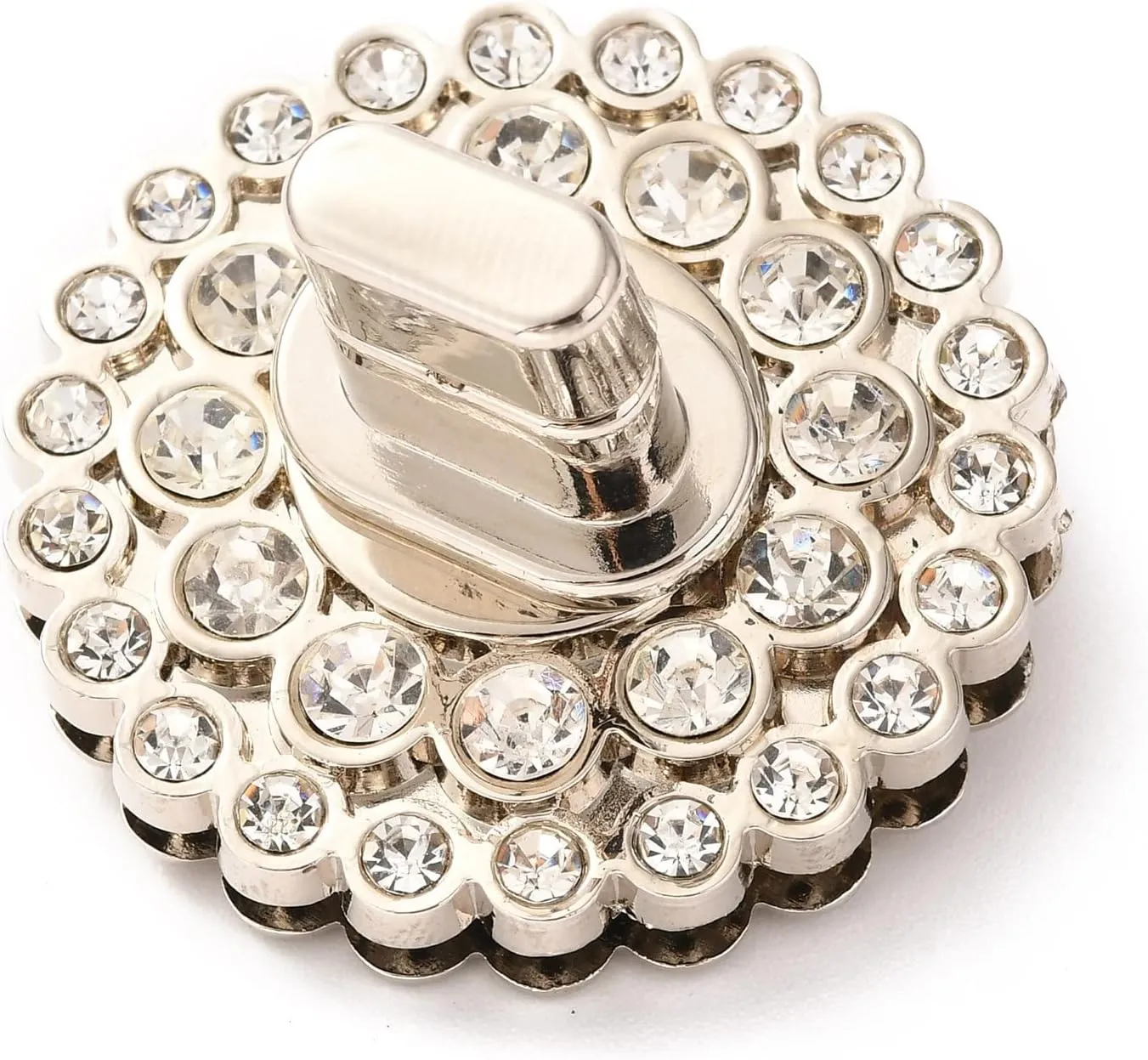 Craftdady 5 Sets Turn Lock Clasps Rhinestone Round Purse Closures Twist Locks Fasteners Metal Hardware Clip Clasp Buckles 39.5mm for Leathercraft DIY Shoulder Bag Handbag Making