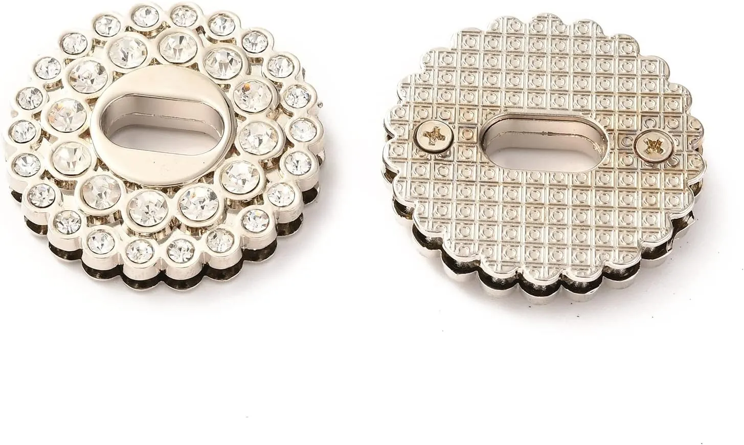 Craftdady 5 Sets Turn Lock Clasps Rhinestone Round Purse Closures Twist Locks Fasteners Metal Hardware Clip Clasp Buckles 39.5mm for Leathercraft DIY Shoulder Bag Handbag Making