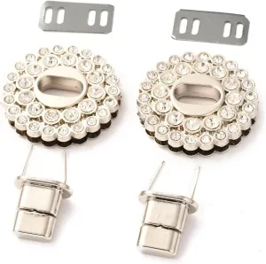 Craftdady 5 Sets Turn Lock Clasps Rhinestone Round Purse Closures Twist Locks Fasteners Metal Hardware Clip Clasp Buckles 39.5mm for Leathercraft DIY Shoulder Bag Handbag Making