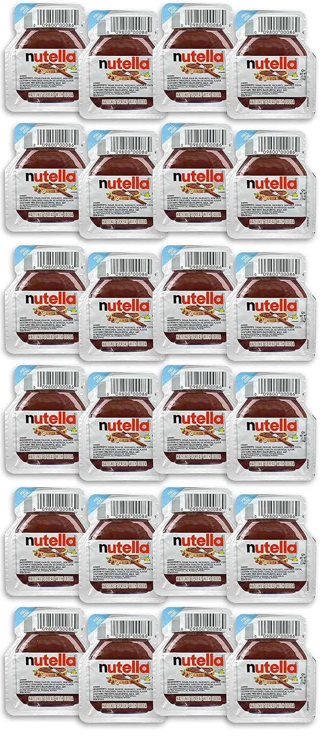 crait Nutella Chocolate Hazelnut Spread, 0.52 oz Single Serve Mini Snack Pack 24 Pack 100 Calorie Portion Control Packs, School Lunch Boxes, Work Office Breakrooms, Travel and On-The-Go Nutella Packs