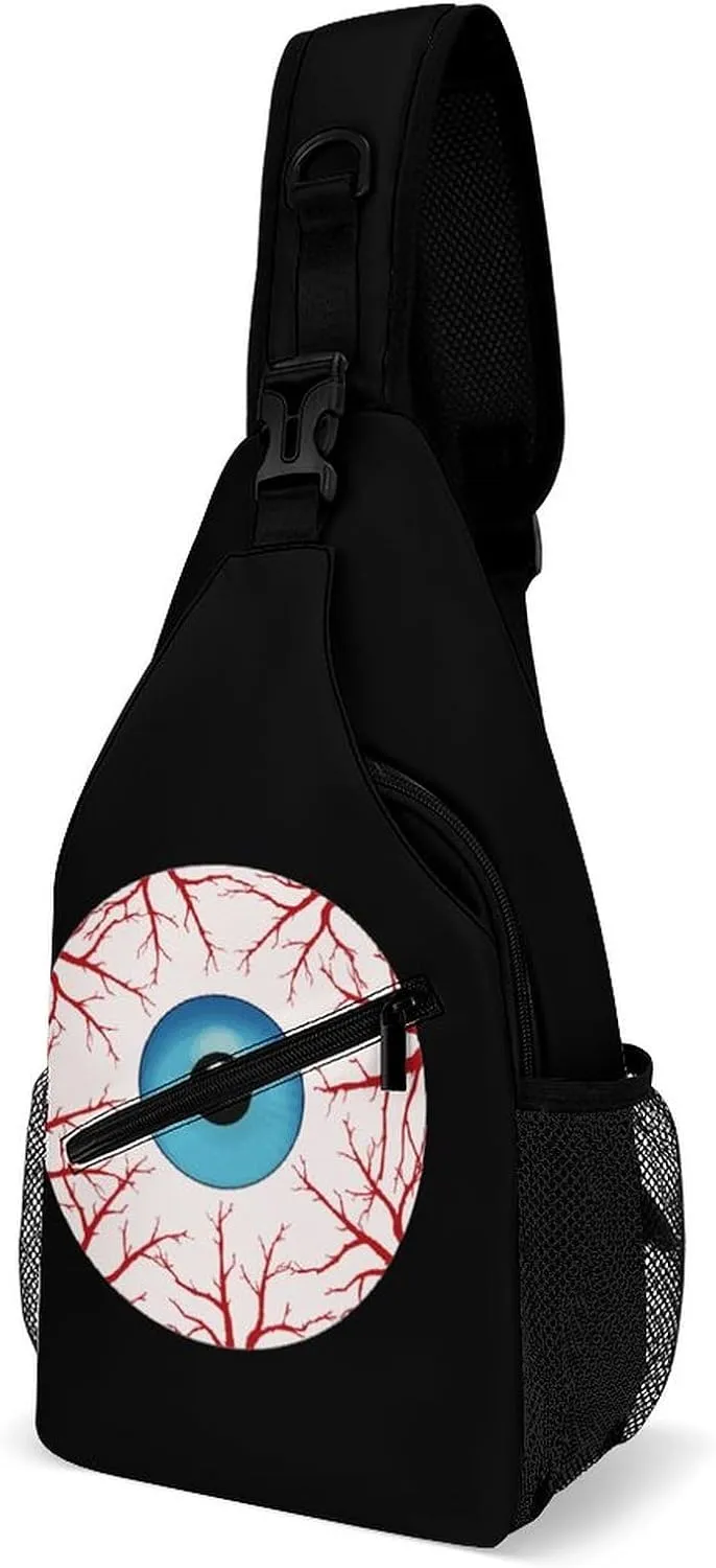 Creepy Bloodshot Eyeball Fashion Sling Bag Shoulder Chest Crossbody Bags for Women Men Backpack Daypack Travel Hiking