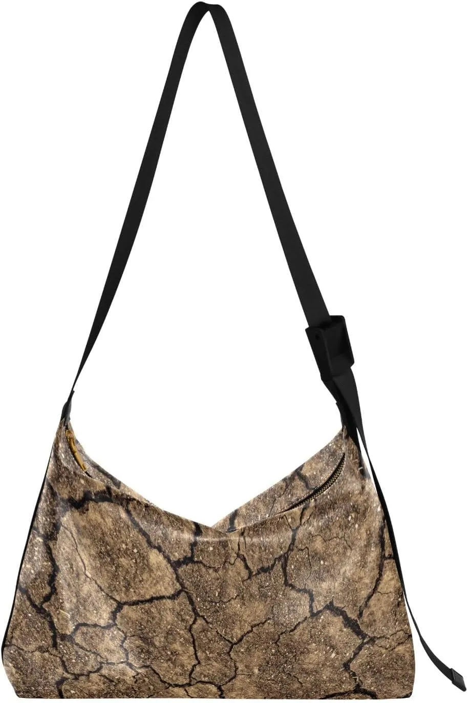 Crossbody Bag for Women Men Trendy Dry Cracked Soil Ground Leather Casual Hobo Shoulder Bags Purses with Adjustable Strap Sun-dried Soil Fashion Large Sling Handbag
