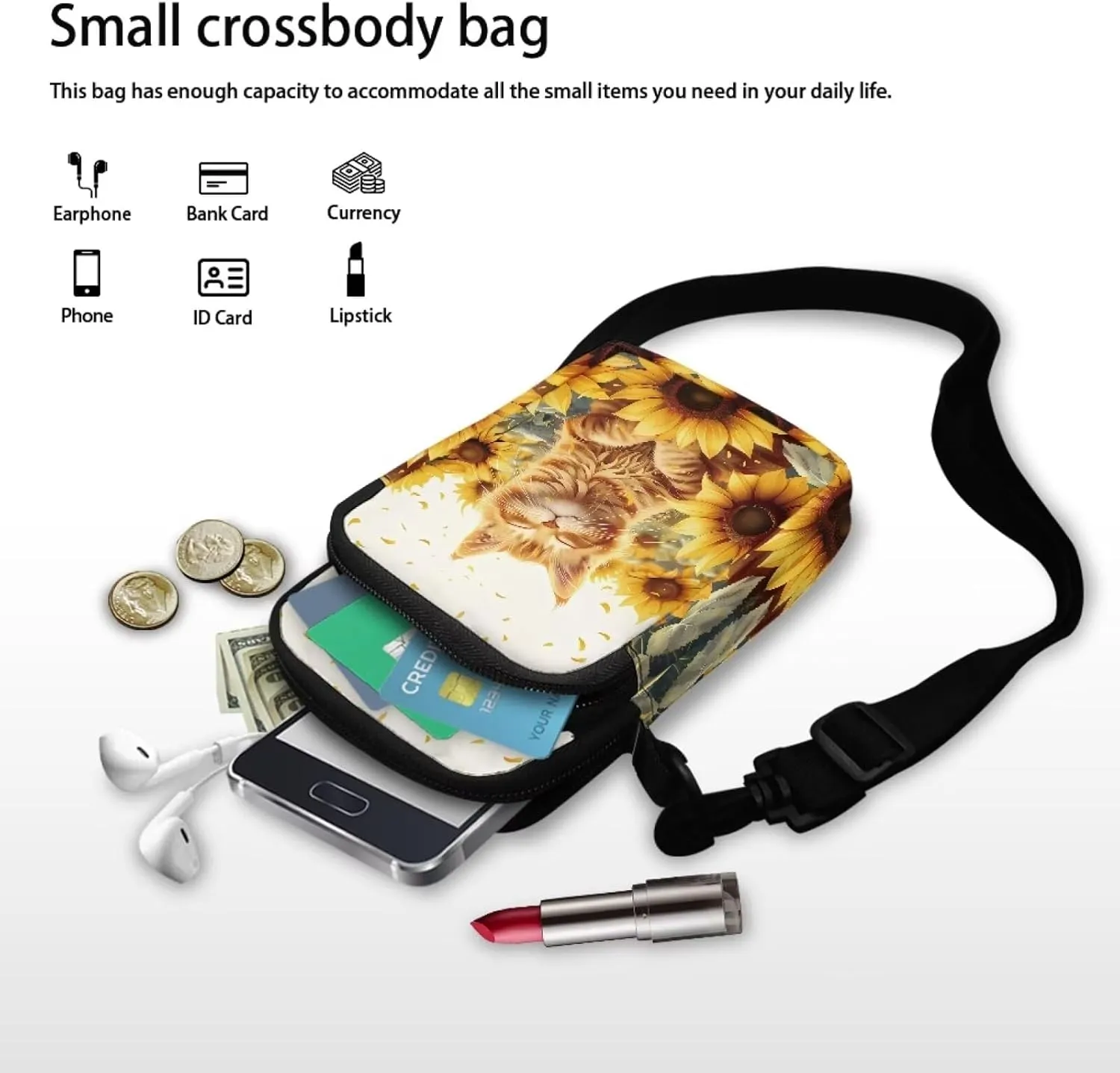 Crossbody Bag Sling Phone Wallet Purse Handbags for Women Men Travel