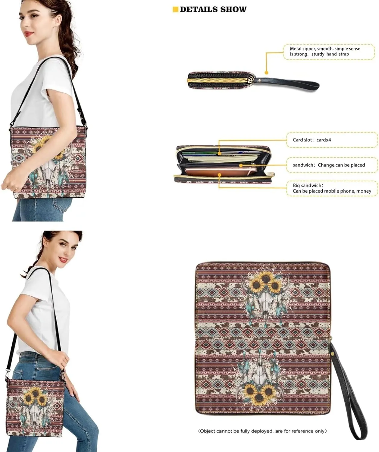 Crossbody Bag with Wallet Set, Leather Bucket Tote Bag with Leather Wristlet Wallet for Women Lady