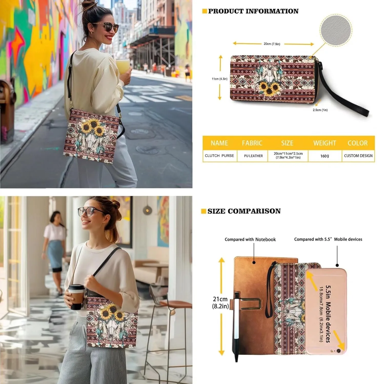 Crossbody Bag with Wallet Set, Leather Bucket Tote Bag with Leather Wristlet Wallet for Women Lady